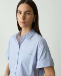 Women Cuffed Shirt In Striped Cotton-Blend Blue Multi Tops Theory - 4