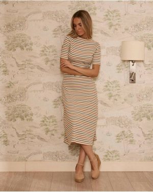 Women Dresses And Jumpsuits Polín Et Moi Mirena Striped Dress Knitted Raw - 1
