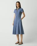 Women Dresses Theory Short-Sleeve Midi Dress In Fluid Linen Light Denim - 1