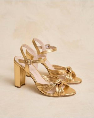 Women Gold Sandals Knotted Clotis Sandal Polín Et Moi - 1