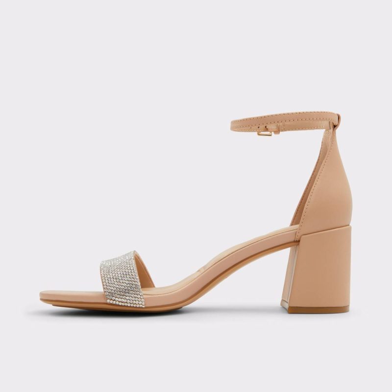 Women Heels Aldo Pristine Bone Leather Mixed Material Women's Strappy Sandals Bone Leather Mixed Material - 3