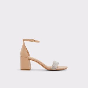 Women Heels Aldo Pristine Bone Leather Mixed Material Women's Strappy Sandals Bone Leather Mixed Material - 1
