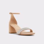 Women Heels Aldo Pristine Bone Leather Mixed Material Women's Strappy Sandals Bone Leather Mixed Material - 4