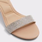 Women Heels Aldo Pristine Bone Leather Mixed Material Women's Strappy Sandals Bone Leather Mixed Material - 5