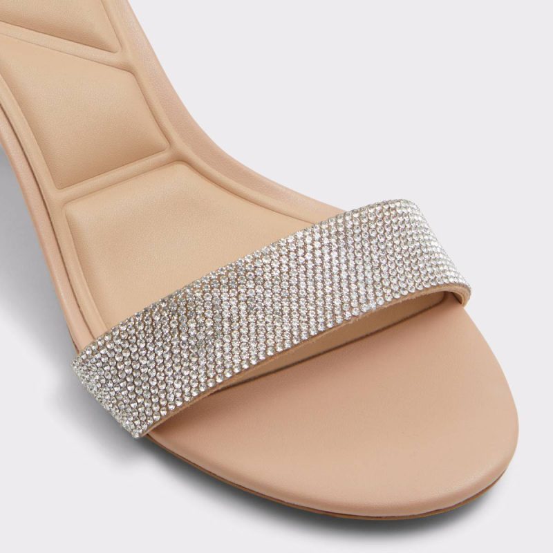 Women Heels Aldo Pristine Bone Leather Mixed Material Women's Strappy Sandals Bone Leather Mixed Material - 5