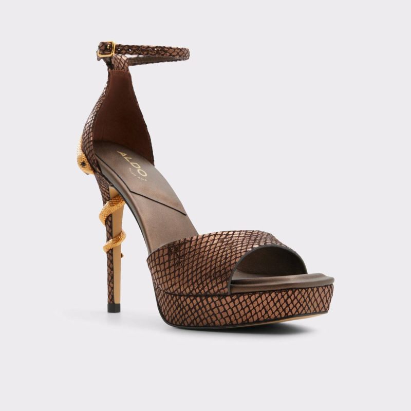 Women Heels Bronze Aldo Medusa Bronze Women's Platform Sandals - 4