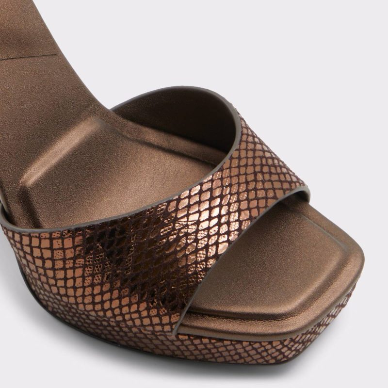 Women Heels Bronze Aldo Medusa Bronze Women's Platform Sandals - 5