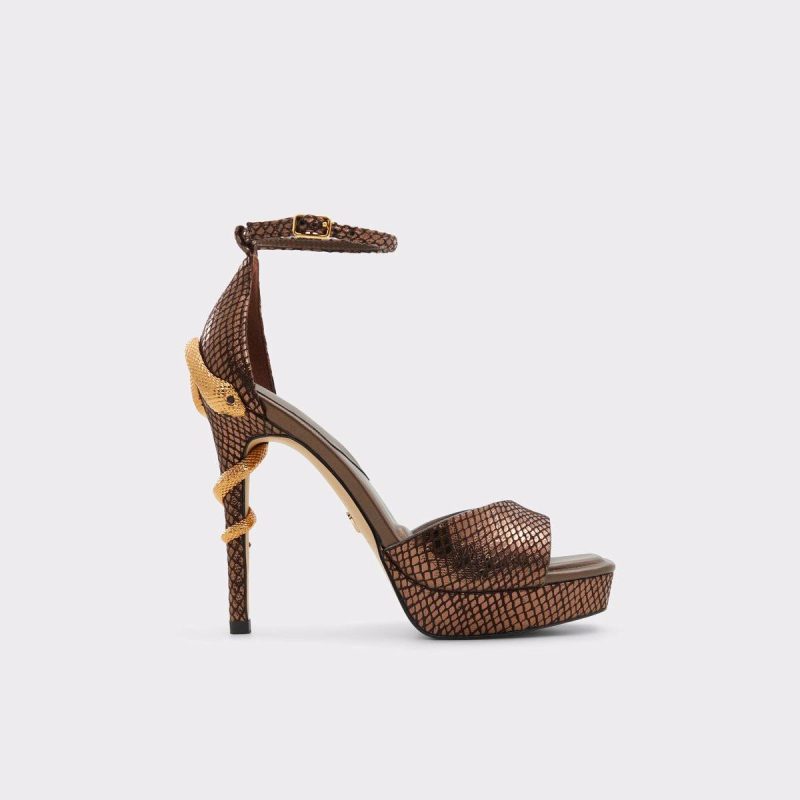 Women Heels Bronze Aldo Medusa Bronze Women's Platform Sandals - 1