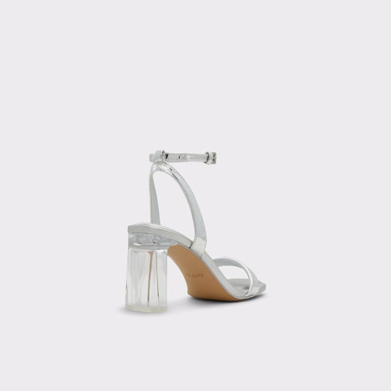 Women Heels Silver Aldo Aurorai Silver Women's Block Heels - 2