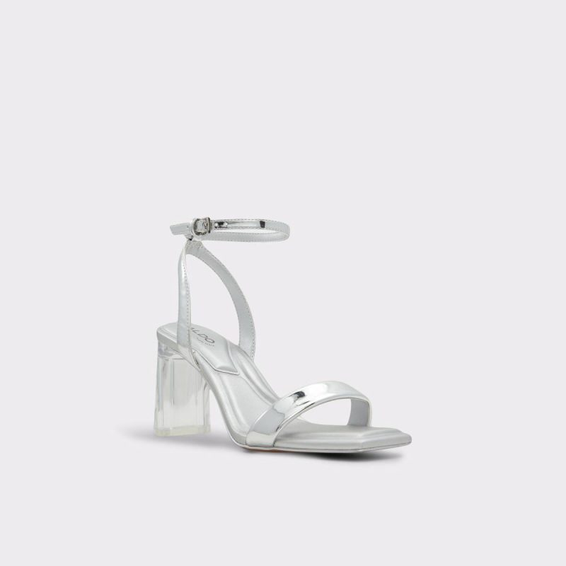 Women Heels Silver Aldo Aurorai Silver Women's Block Heels - 4