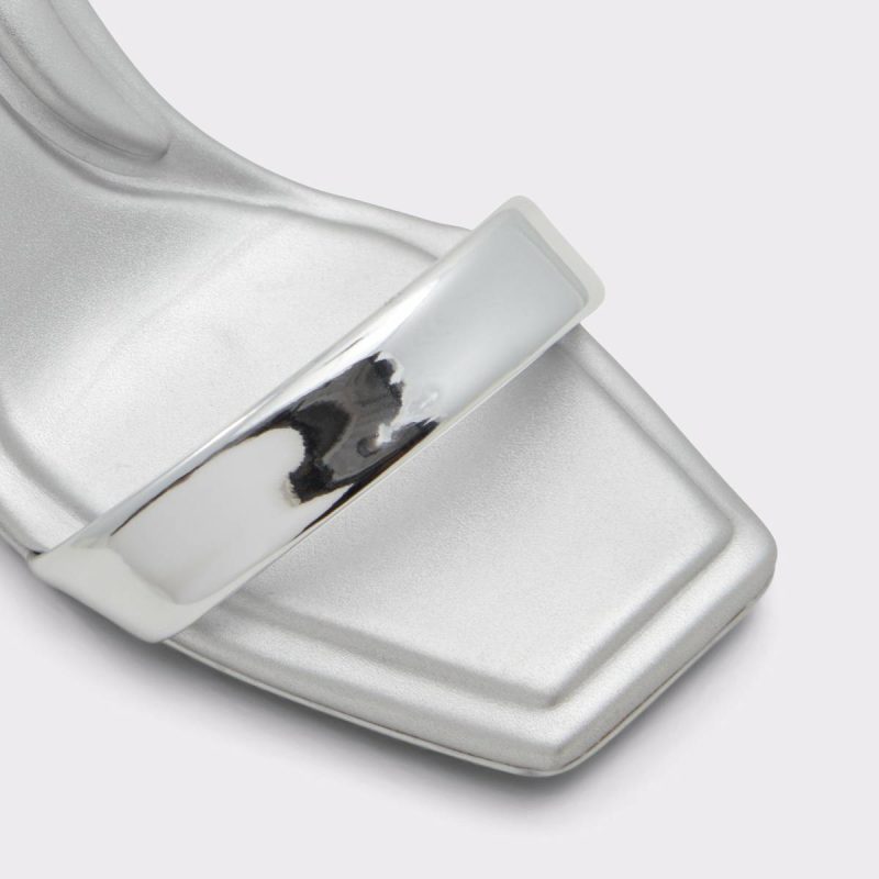 Women Heels Silver Aldo Aurorai Silver Women's Block Heels - 5