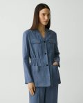 Women Light Denim Cinched Jacket In Fluid Linen Theory Blazers + Jackets - 2