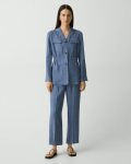 Women Light Denim Cinched Jacket In Fluid Linen Theory Blazers + Jackets - 5