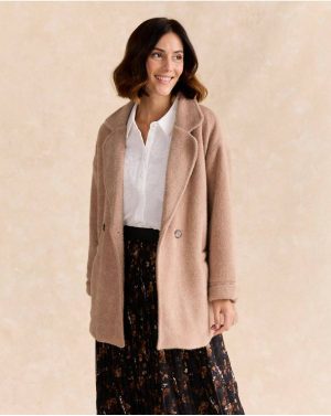 Women Maternity Taupe Carina Fur Coat Polín Et Moi - 1