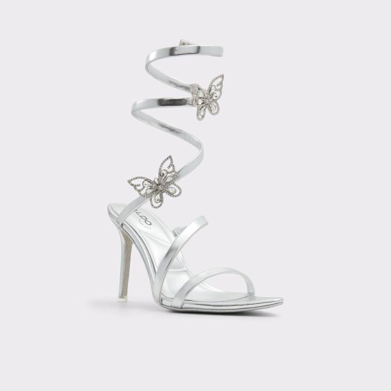 Women Ocia Silver Women's Strappy Sandals Aldo Heels Silver - 4