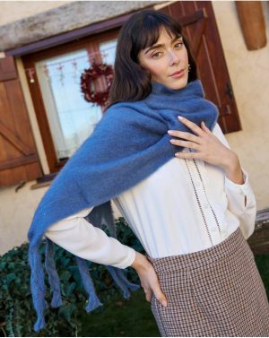 Women Other Polín Et Moi Noemi Fringed Scarf Denim - 1