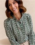 Women Polín Et Moi Green Forest Blouses And Shirts Aurora Ruffle Shirt - 1