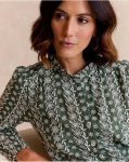 Women Polín Et Moi Green Forest Blouses And Shirts Aurora Ruffle Shirt - 2