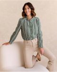 Women Polín Et Moi Green Forest Blouses And Shirts Aurora Ruffle Shirt - 4