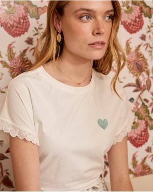 Women Polín Et Moi Heart T-Shirt Talia T-Shirts And Tops Eucalyptus - 1