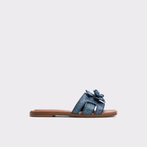 Women Sandals Aldo Seaflower Denim Women's Flat Sandals Denim - 1