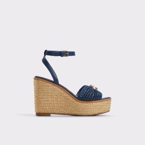 Women Sandals Aldo Ybylin Navy Women's Platform Sandals Navy - 1