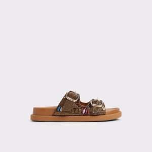 Women Sandals Bohochic Open Brown Women's Footbed Sandals Aldo Open Brown - 1