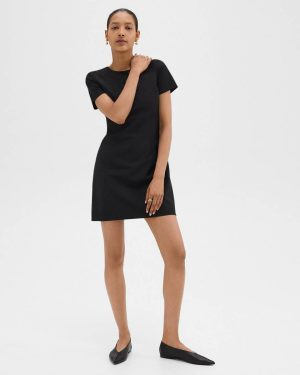 Women Sheath Dress In Good Wool Theory Black Dresses - 1