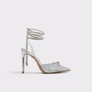 Women Silver Aldo Heels Tenzin Silver Women's Strappy Heels - 1