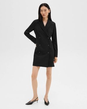 Women Theory Black Blazer Dress In Stretch Wool Dresses - 1