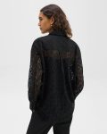 Women Theory Black Tops Boyfriend Shirt In Leopard Lace - 3