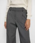 Women Theory Pleated Wide-Leg Pant In Soft Twill Light Charcoal Pants - 3