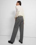 Women Theory Pleated Wide-Leg Pant In Soft Twill Light Charcoal Pants - 4