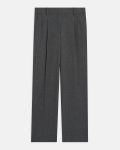 Women Theory Pleated Wide-Leg Pant In Soft Twill Light Charcoal Pants - 5