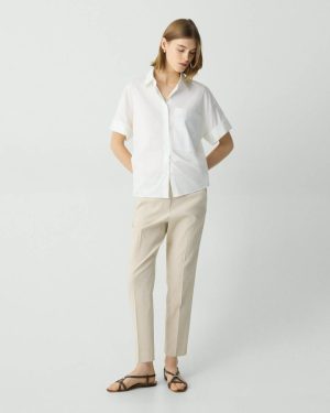Women Theory Straw Pants Treeca Pull-On Pant In Good Linen - 1