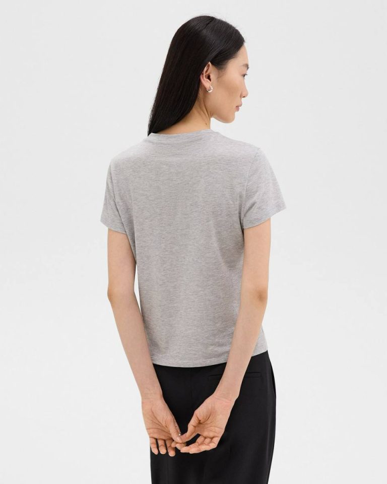 Women Theory Tiny Tee In Organic Cotton T-Shirts + Tank Tops Soft Grey Melange - 3