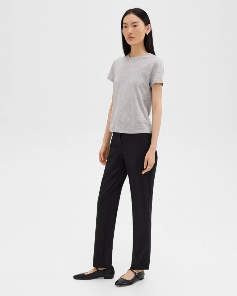Women Theory Tiny Tee In Organic Cotton T-Shirts + Tank Tops Soft Grey Melange - 5