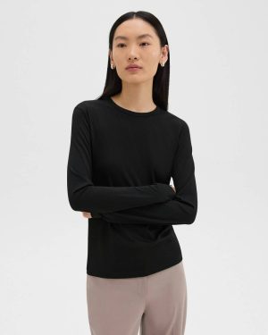 Women Tiny Long-Sleeve Tee In Organic Cotton Loungewear Black Theory - 1