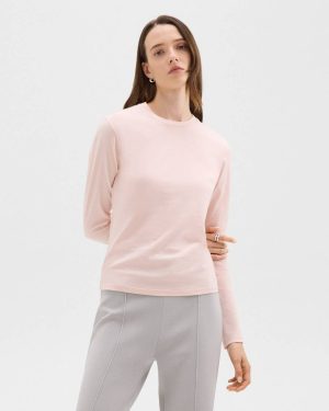 Women Tiny Long-Sleeve Tee In Organic Cotton Theory T-Shirts + Tank Tops Blush - 1