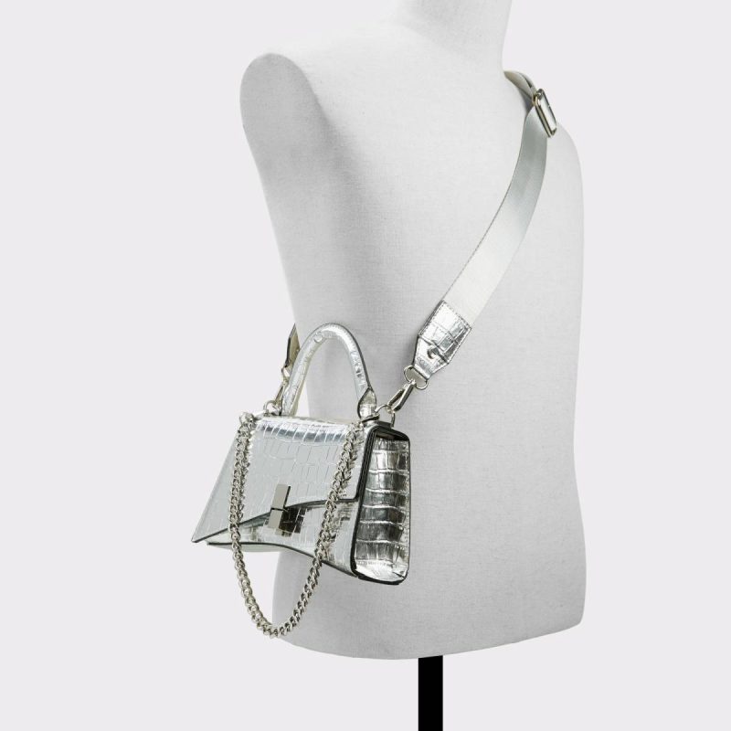 Women Top Handle Bags Aldo Lucenaax Silver Women's Top Handle Bags Silver - 4