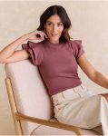 Women Top Ruffle Knitted Mauve T-Shirts And Tops Polín Et Moi Mallow - 5