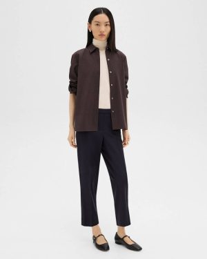 Women Treeca Pull-On Pant In Sleek Flannel Pants Navy Theory - 1
