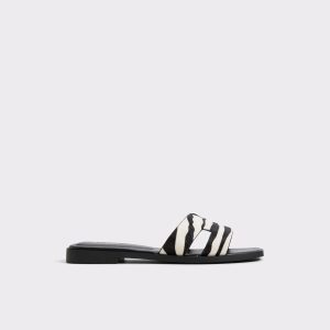 Women White/Black Sandals Aldo Itsandal White/Black Women's Animal Print - 1