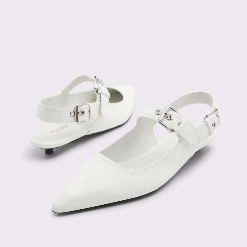 Women White Heels Aldo Kellya White Women's Slingbacks - 2