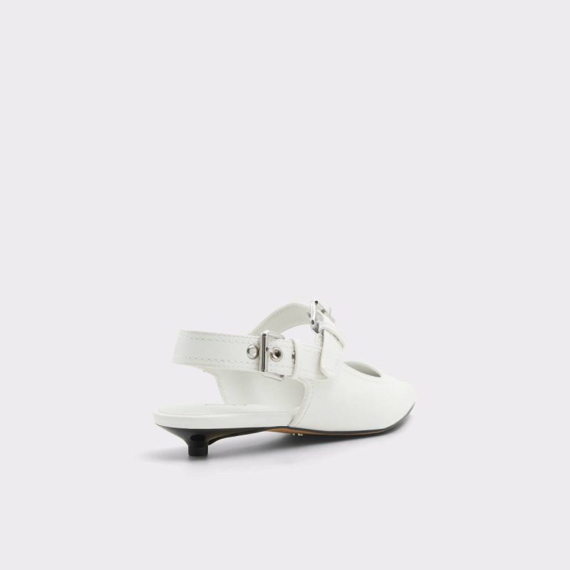 Women White Heels Aldo Kellya White Women's Slingbacks - 3
