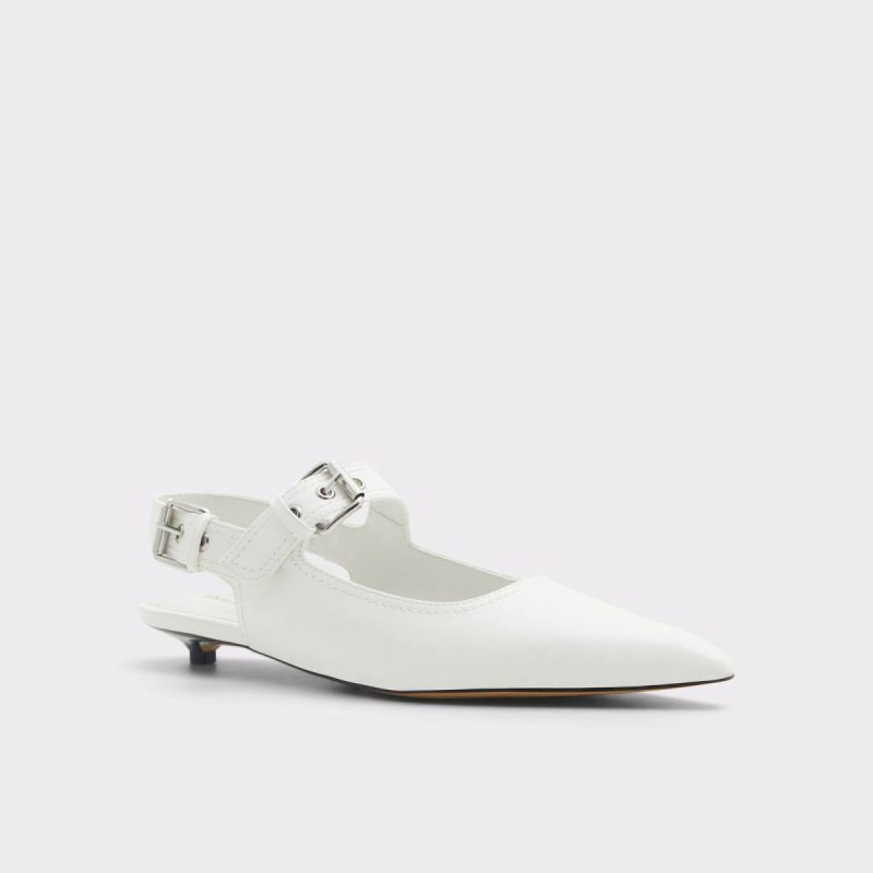 Women White Heels Aldo Kellya White Women's Slingbacks - 5