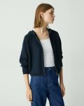 Zip-Up Hoodie In Rounded Cotton Theory Women Navy Sweaters + Cardigans - 2