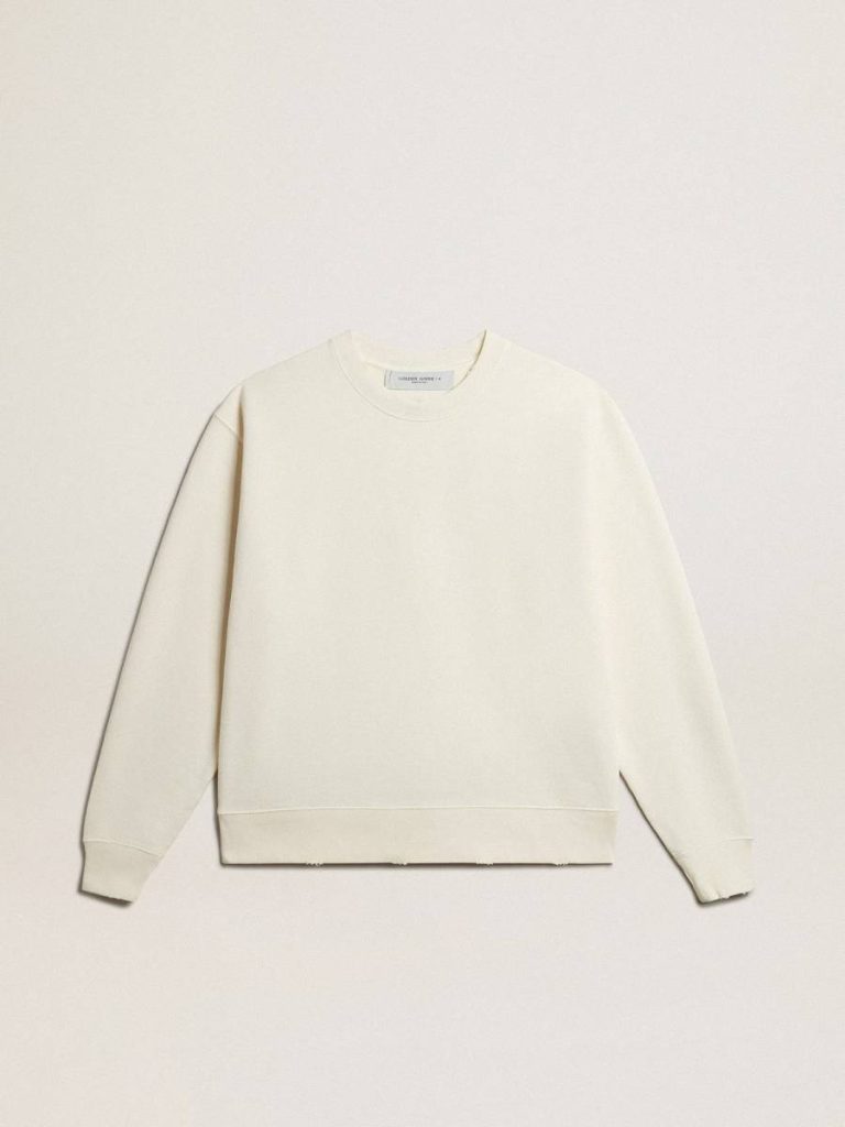 Aged White Golden Goose Sweatshirt In Aged White With Reverse Logo On The Back - Jersey Capsule Women Sweatshirts - 1