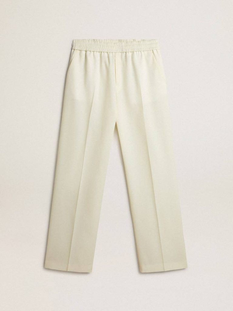 Aged White Men’s Aged White Wool Gabardine Joggers Golden Goose Jeans & Pants Men - 1