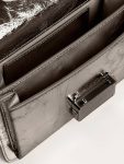 Anthracite Gray Handle Bags Golden Goose Women Small Venezia Bag In Anthracite-Gray Metallic Leather With Black Details - 4